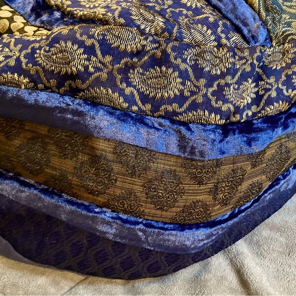 Floor Poof EYES OF INDIA Blue Gold Round BoHo Floor Throw Pillow Round 28 inches - Picture 4 of 16